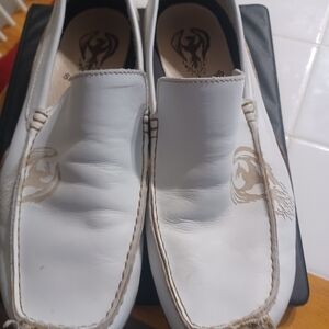 Elegant White Leather Men's Loafers